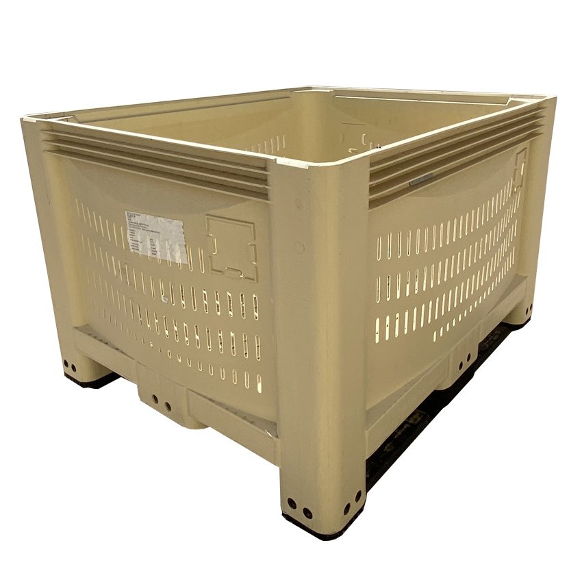 Palot beige ventilado con dos patines para el volteo de aceitunas